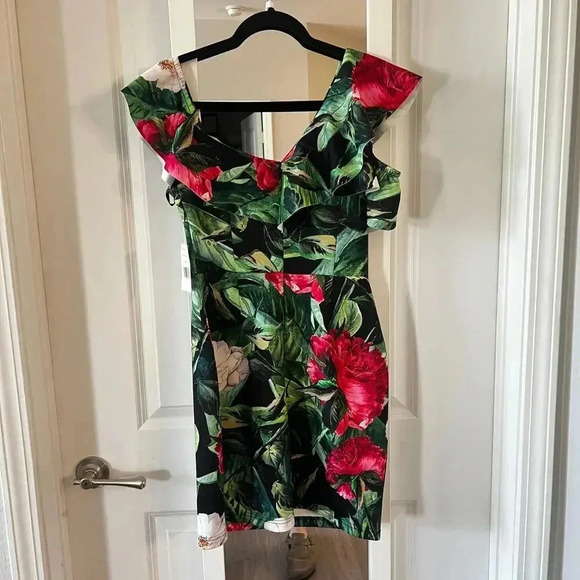 NWT Alexia Admor Scuba Sheath Dress Size 8 Color Green Red - Picture 6 of 7